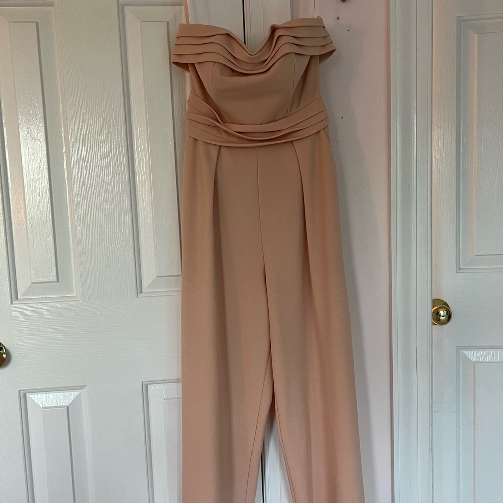 Peach Formal Strapless Jumpsuit